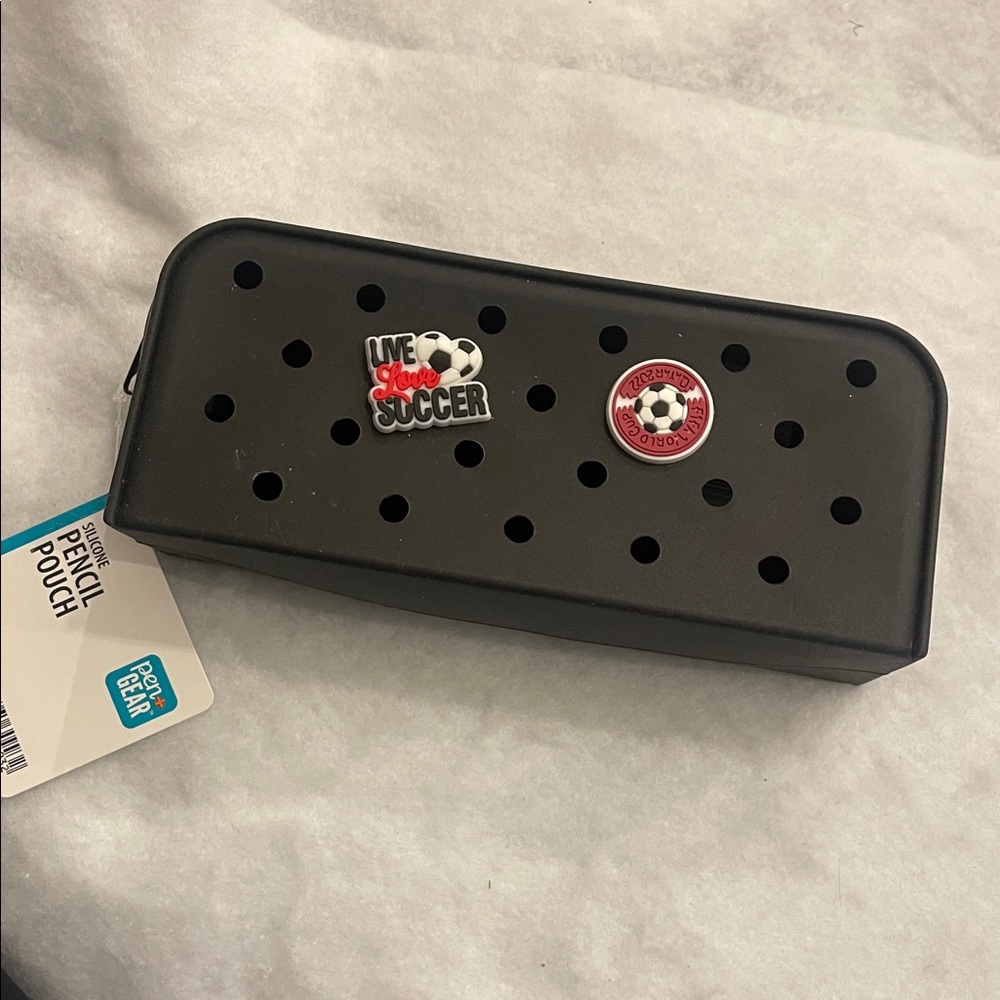 Black Croc shoe Charm jibbetz Pencil Pouch nwt